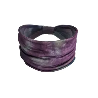 Boho Chic Elastická čelenka s Tie-Dye vzorem - modrofialová